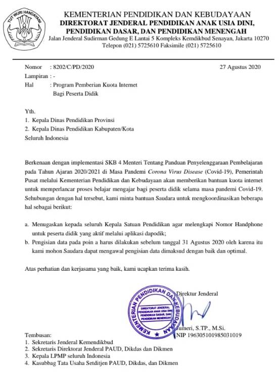 Guru dan Siswa dipastikan dapat kuota Internet Gratis dari Kemendikbud