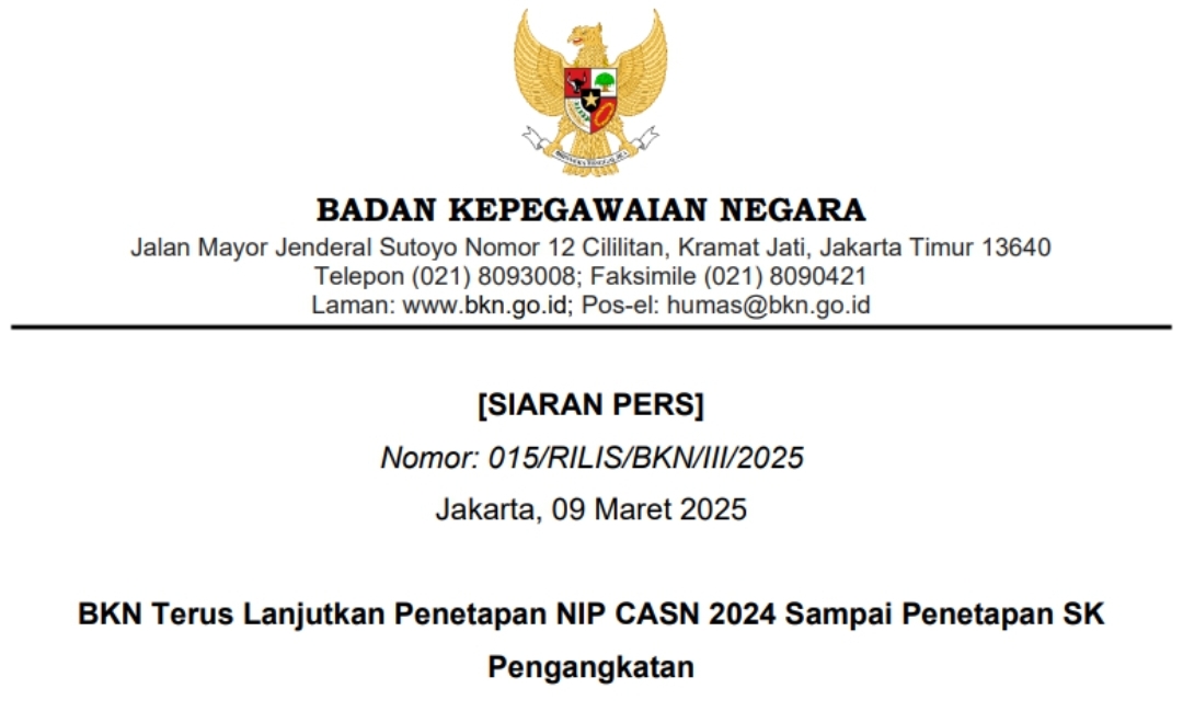 BKN Percepat Penetapan NIP CASN 2024, Target Selesai Sebelum Penetapan SK Pengangkatan